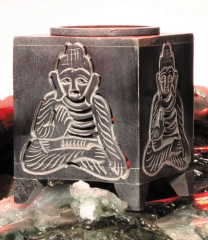 Buddha - Räucherstövchen/Aromalampe mit Schale